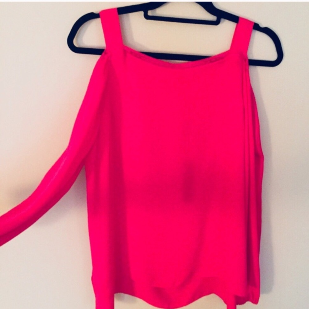 Elie Tahari Lindy Silk Blouse Pink Cold Shoulder - Picture 5 of 8